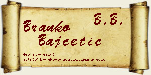 Branko Bajčetić vizit kartica